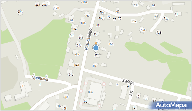Kolbuszowa, Piłsudskiego Józefa, marsz., 87, mapa Kolbuszowa