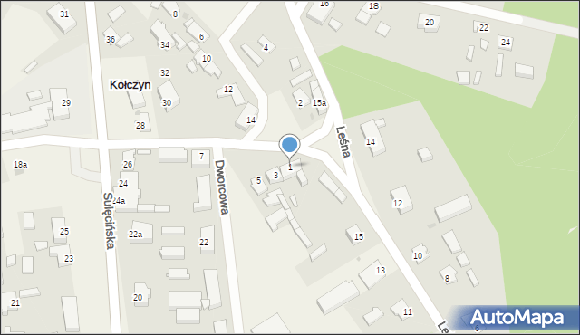 Kołczyn, Piekarska, 1, mapa Kołczyn