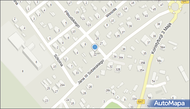 Kolno, Piłsudskiego Józefa, marsz., 12, mapa Kolno