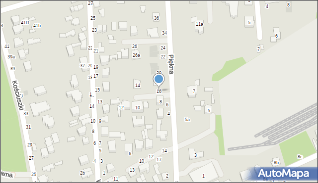 Koluszki, Piękna, 16, mapa Koluszki