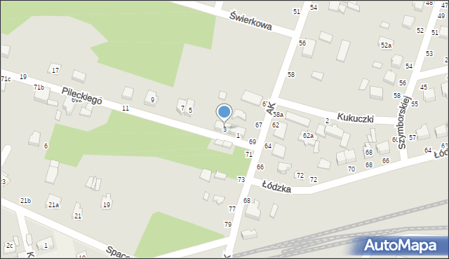 Koluszki, Pileckiego Witolda, rtm., 3, mapa Koluszki
