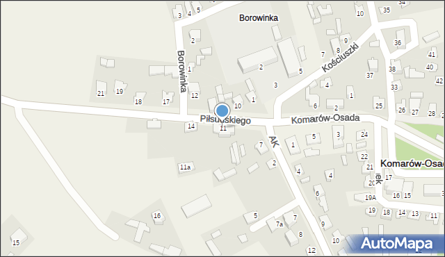 Komarów-Osada, Piłsudskiego Józefa, marsz., 11, mapa Komarów-Osada
