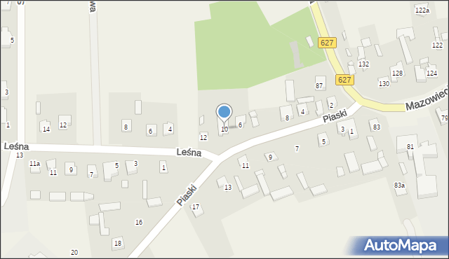 Komorowo, Piaski, 10, mapa Komorowo