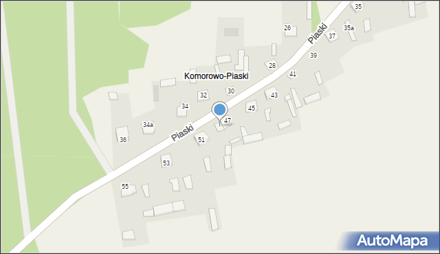 Komorowo, Piaski, 49, mapa Komorowo