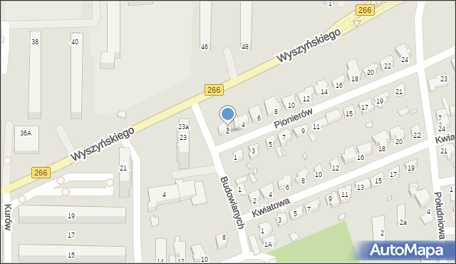 Konin, Pionierów, 2, mapa Konina