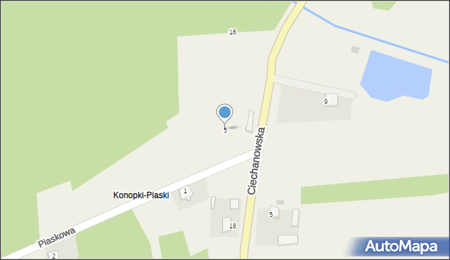 Konopki, Piaskowa, 5, mapa Konopki