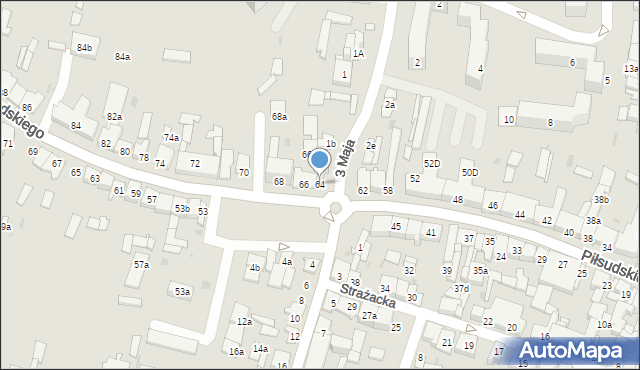 Końskie, Piłsudskiego Józefa, marsz., 64, mapa Końskie