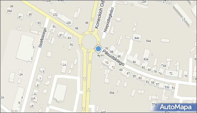 Końskie, Piłsudskiego Józefa, marsz., 75, mapa Końskie