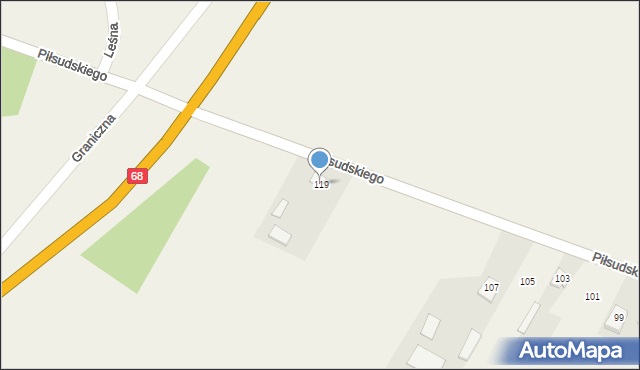 Koroszczyn, Piłsudskiego Józefa, marsz., 119, mapa Koroszczyn