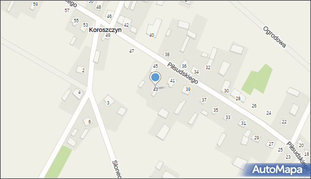 Koroszczyn, Piłsudskiego Józefa, marsz., 43, mapa Koroszczyn