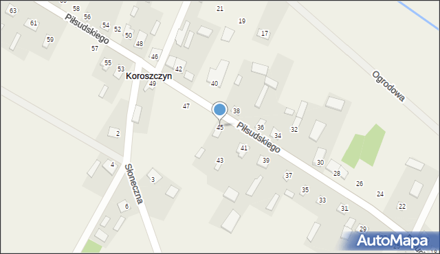 Koroszczyn, Piłsudskiego Józefa, marsz., 45, mapa Koroszczyn