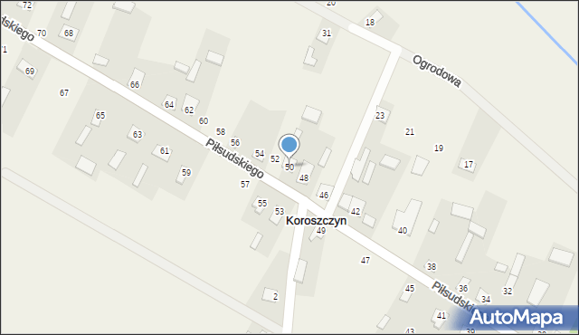 Koroszczyn, Piłsudskiego Józefa, marsz., 50, mapa Koroszczyn