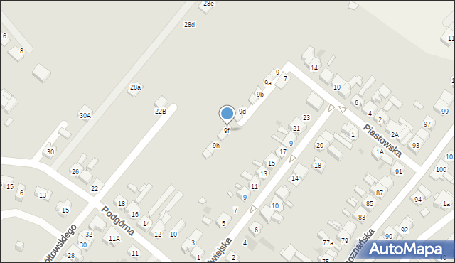 Kościan, Piastowska, 9f, mapa Kościan