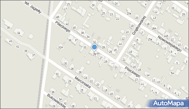 Kościan, Pileckiego Witolda, płk., 29, mapa Kościan