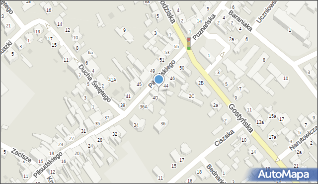 Kościan, Piłsudskiego Józefa, marsz., 42, mapa Kościan