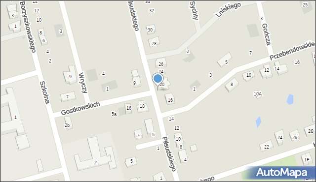 Kościerzyna, Piłsudskiego Józefa, marsz., 18, mapa Kościerzyna