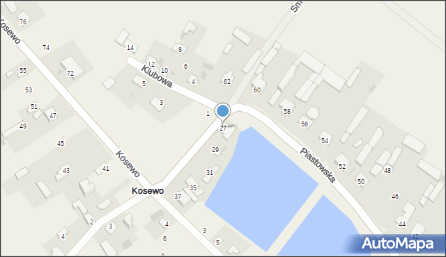 Kosewo, Piastowska, 27, mapa Kosewo