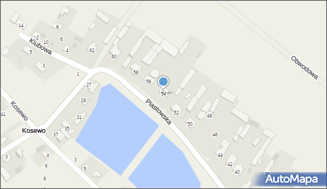 Kosewo, Piastowska, 54, mapa Kosewo