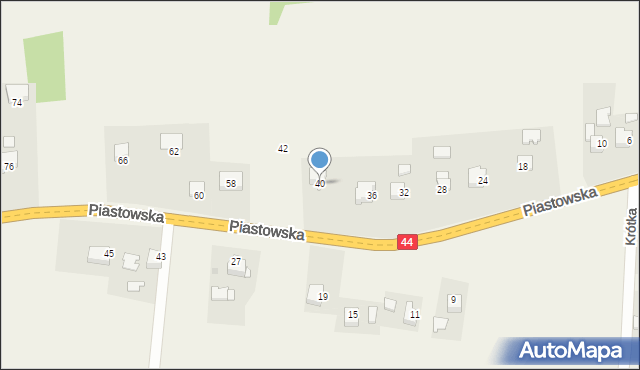 Kossowa, Piastowska, 40, mapa Kossowa