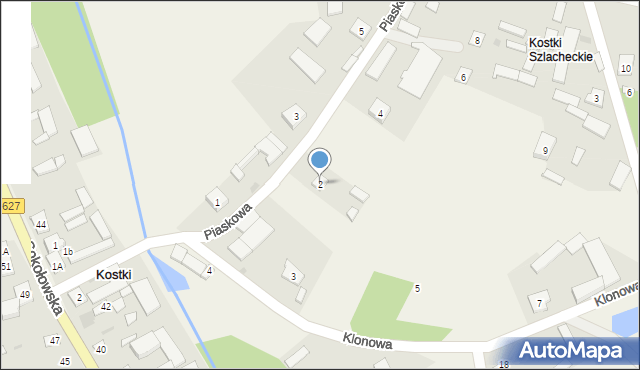 Kostki, Piaskowa, 2, mapa Kostki