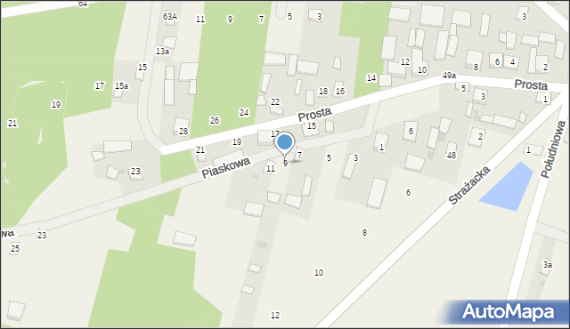 Kostrzyn, Piaskowa, 9, mapa Kostrzyn
