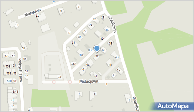 Koszalin, Pistacjowa, 6c, mapa Koszalina