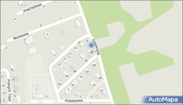 Koszalin, Pistacjowa, 8E, mapa Koszalina