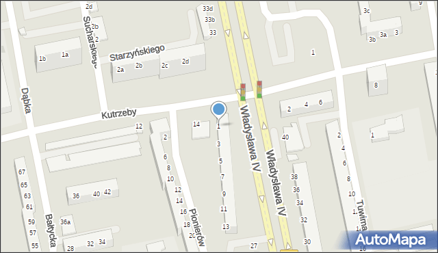 Koszalin, Pionierów, 1, mapa Koszalina