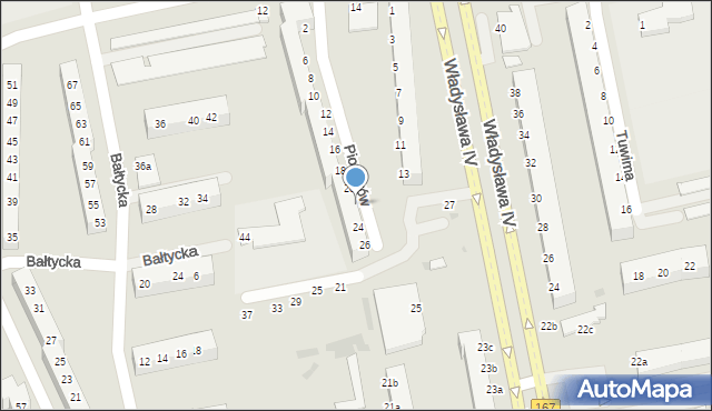 Koszalin, Pionierów, 22, mapa Koszalina