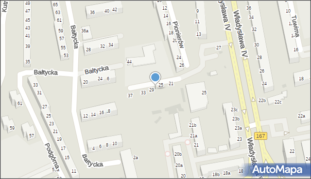 Koszalin, Pionierów, 27, mapa Koszalina