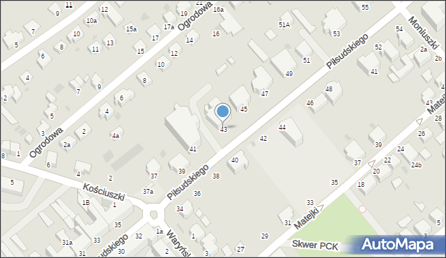 Koszalin, Piłsudskiego Józefa, marsz., 43, mapa Koszalina