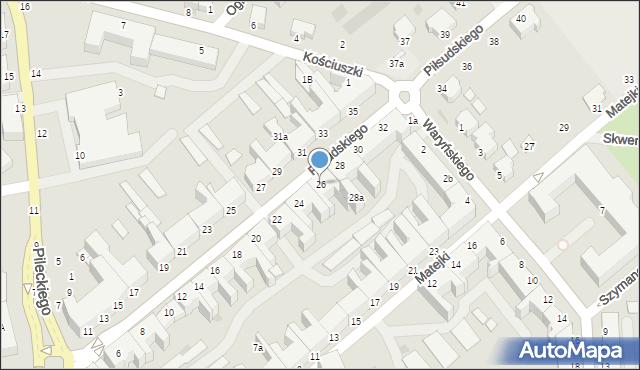 Koszalin, Piłsudskiego Józefa, marsz., 26, mapa Koszalina