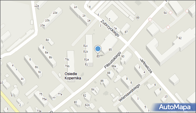 Koszalin, Piłsudskiego Józefa, marsz., 83, mapa Koszalina