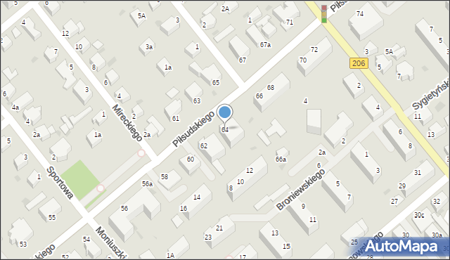 Koszalin, Piłsudskiego Józefa, marsz., 64, mapa Koszalina