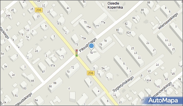 Koszalin, Piłsudskiego Józefa, marsz., 74, mapa Koszalina