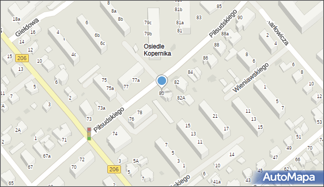 Koszalin, Piłsudskiego Józefa, marsz., 80, mapa Koszalina