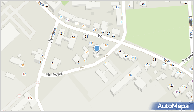 Koszalin, Piaskowa, 3, mapa Koszalina