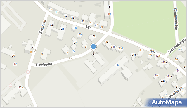 Koszalin, Piaskowa, 4, mapa Koszalina