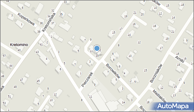 Koszalin, Pieczarek, 13, mapa Koszalina