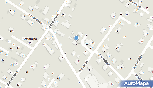 Koszalin, Pieczarek, 5, mapa Koszalina