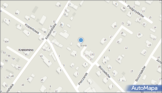 Koszalin, Pieczarek, 7, mapa Koszalina