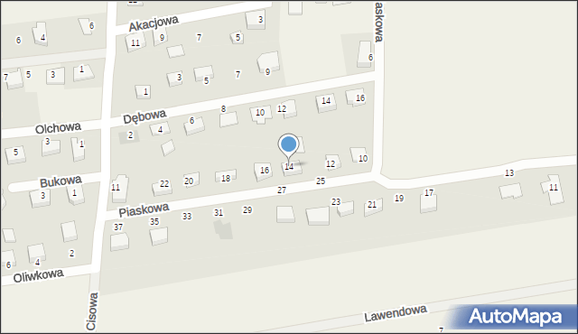 Koszwały, Piaskowa, 14, mapa Koszwały