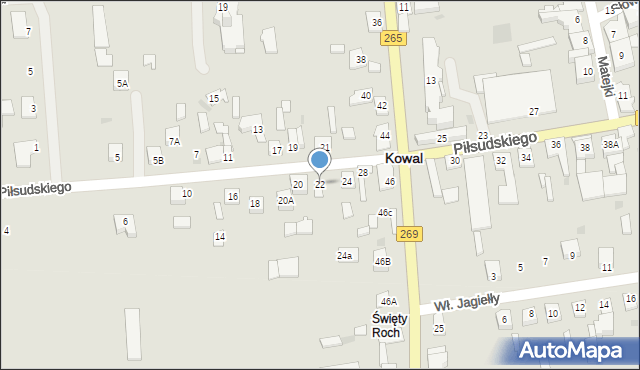 Kowal, Piłsudskiego Józefa, marsz., 22, mapa Kowal