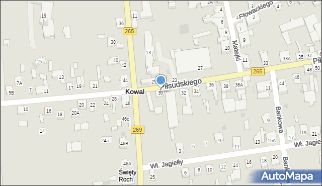 Kowal, Piłsudskiego Józefa, marsz., 30, mapa Kowal