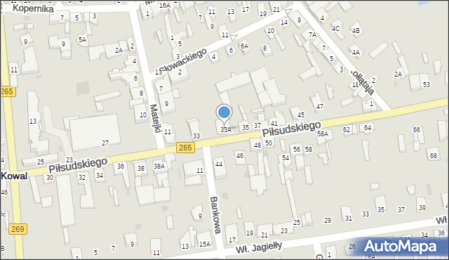 Kowal, Piłsudskiego Józefa, marsz., 33A, mapa Kowal
