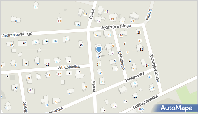 Kowal, Piwna, 36, mapa Kowal