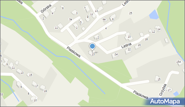 Kozy, Piaskowa, 8, mapa Kozy