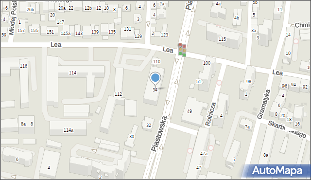 Kraków, Piastowska, 34, mapa Krakowa