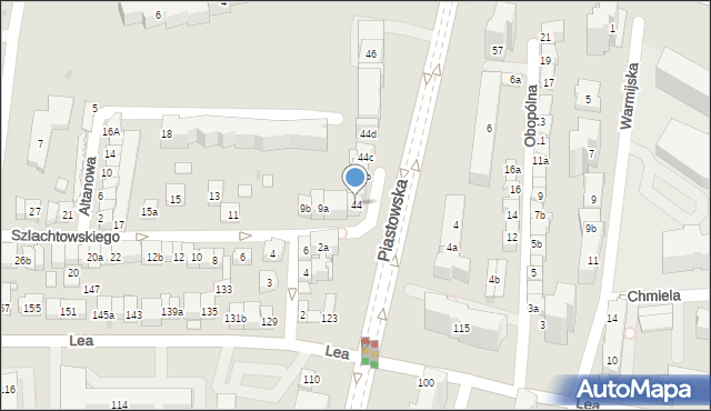 Kraków, Piastowska, 44, mapa Krakowa