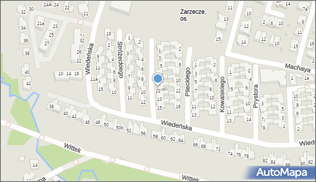 Kraków, Piwnika-Ponurego Jana, mjr., 11, mapa Krakowa